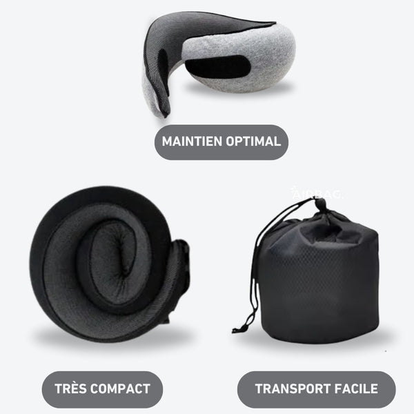 Coussin de Voyage Ergonomique - Noir